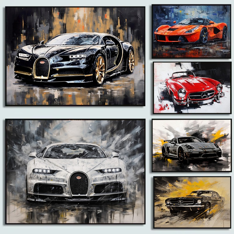 Luxury Lifestyle Cars - Vintage Oil Painting Style Cars Poster