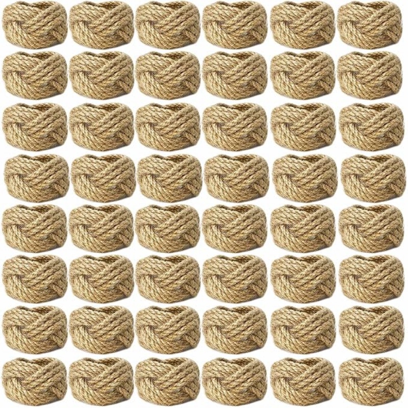 Linen Napkin Set - 48Pcs Linen Braided Napkin Ring Set,