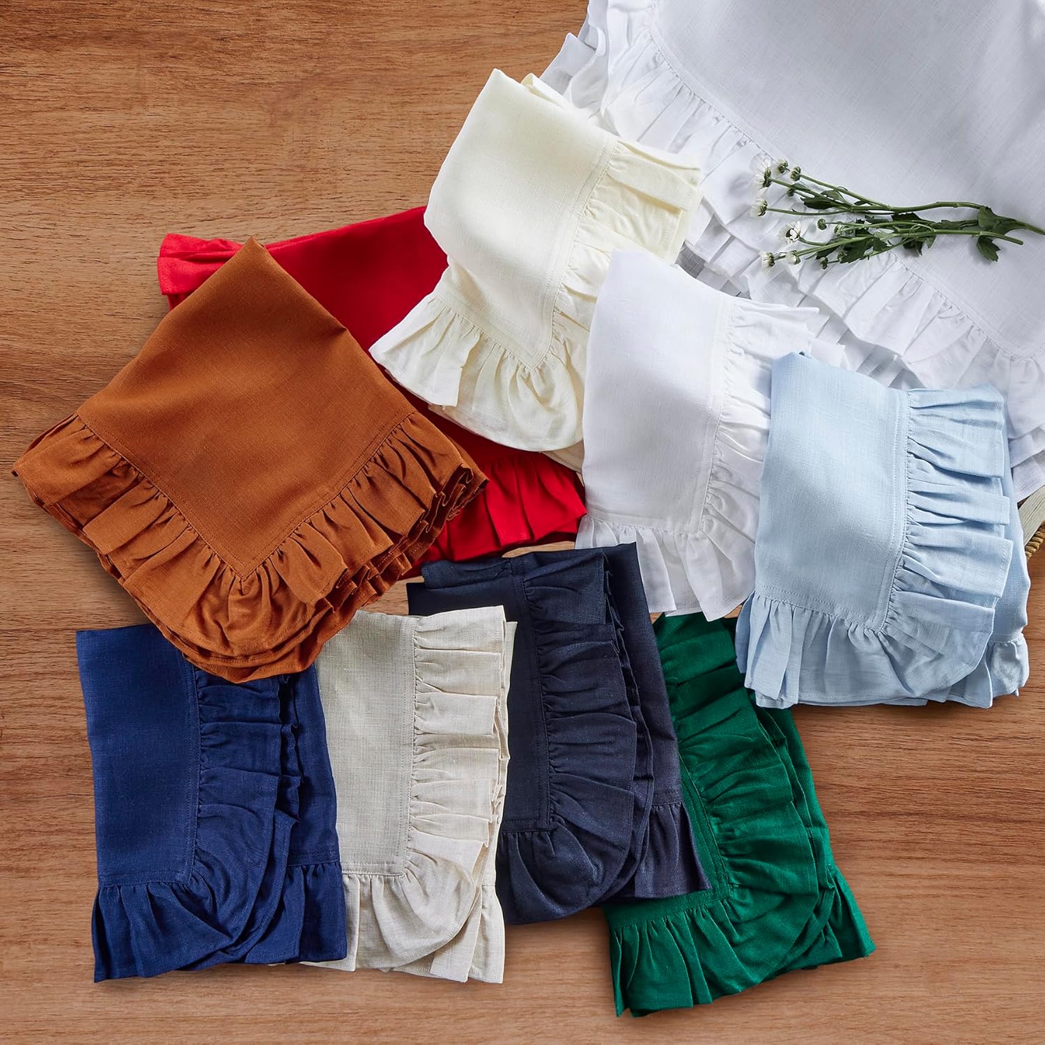Linen Napkin Set - Set of 4 Linen Ruffle Dinner