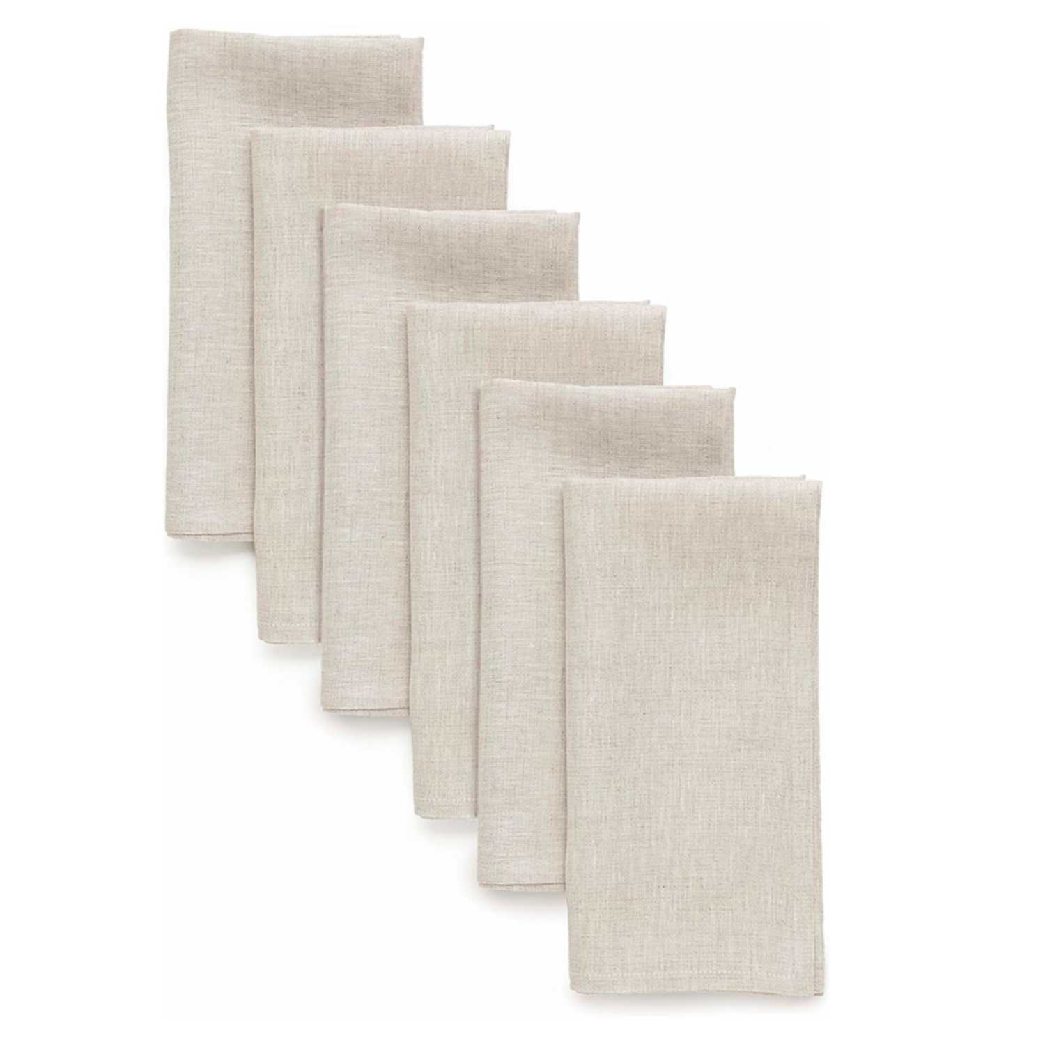 Linen Napkin Set - 6 Pieces 100% Linen Dinner Napkin