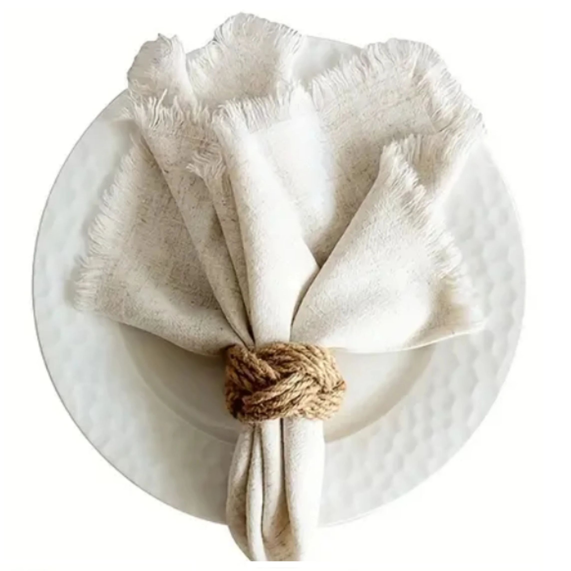 48Pcs Linen Braided Napkin Rin - Linen Napkin Set recension och pris