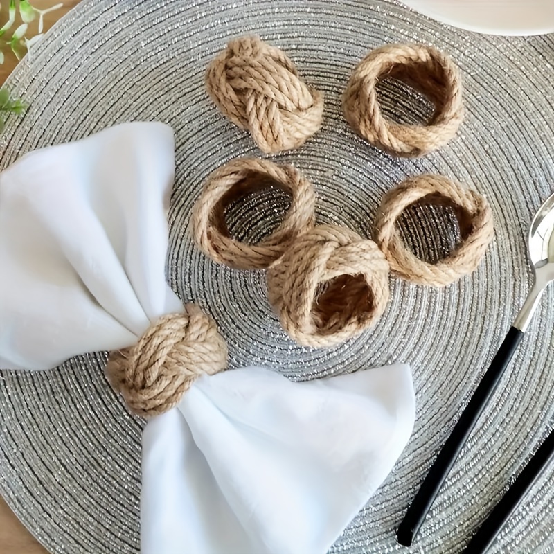 48Pcs Linen Braided Napkin Rin - Linen Napkin Set recension och pris