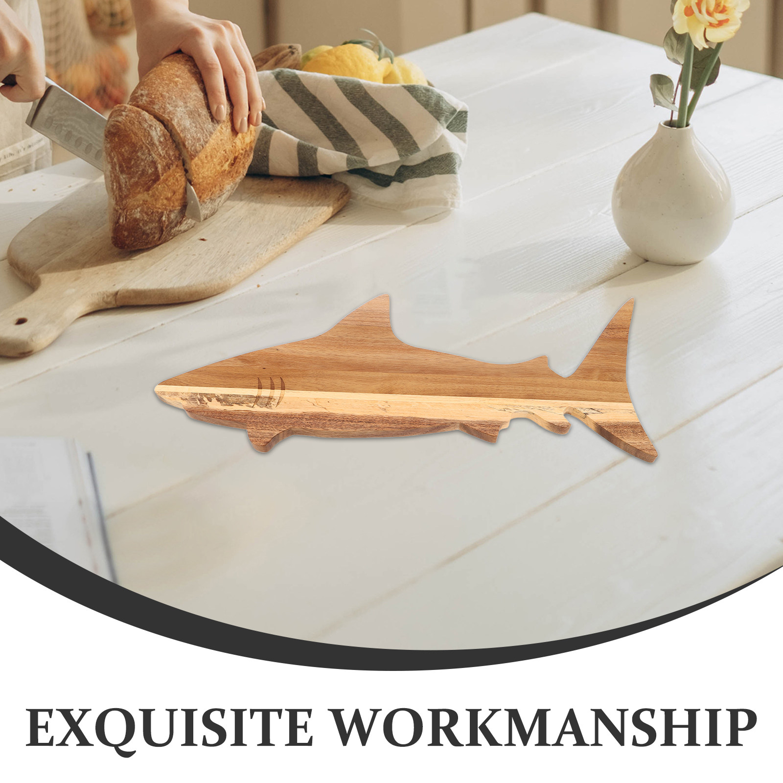 Shark Appetizer Plate Acacia W - Wooden Serving Tray recension och pris
