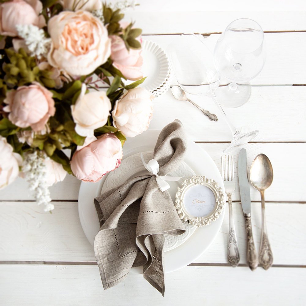 6 Pieces White Hemstitch Napki - Linen Napkin Set recension och pris