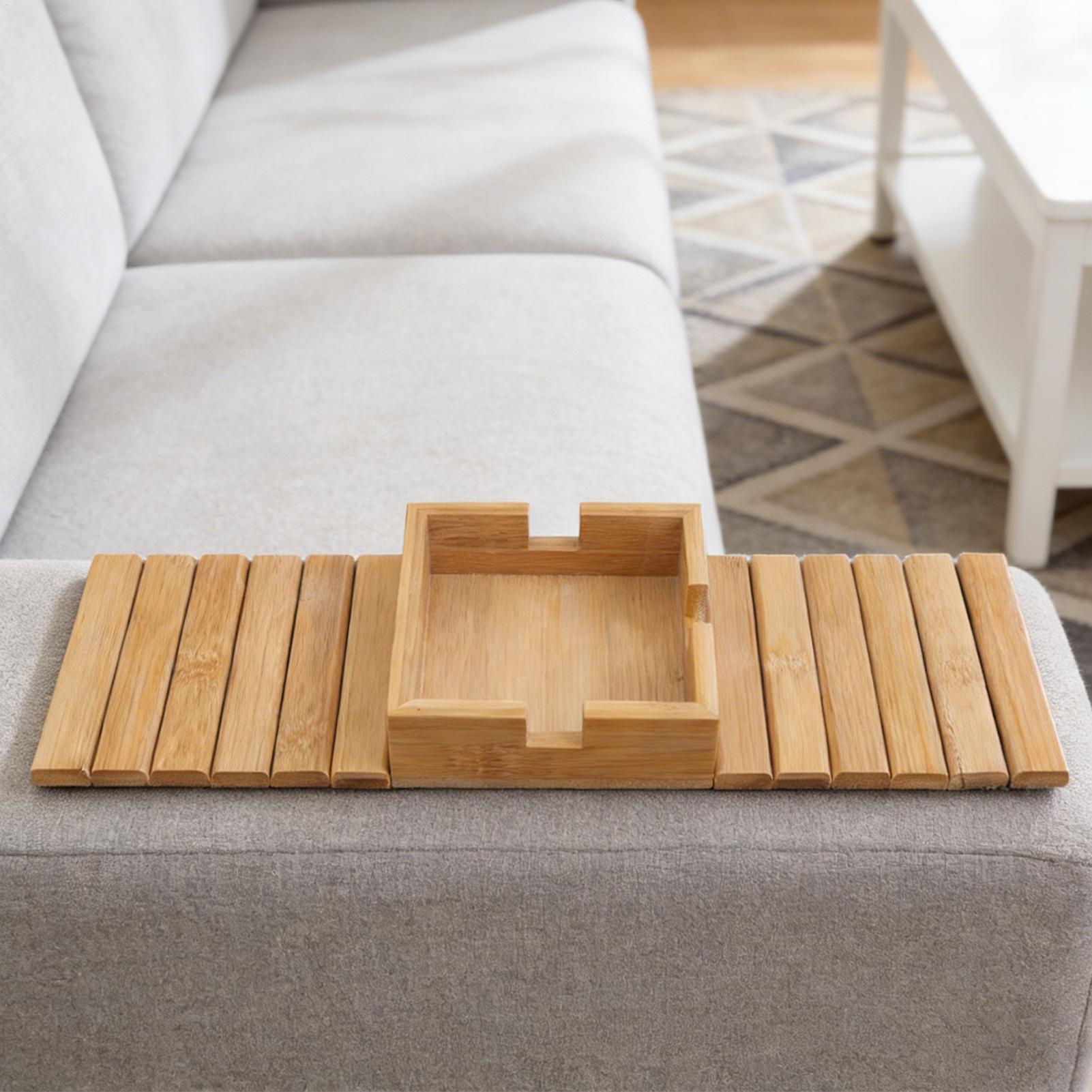 Couch Cup Holder Wood Sofa Arm - Wooden Serving Tray recension och pris