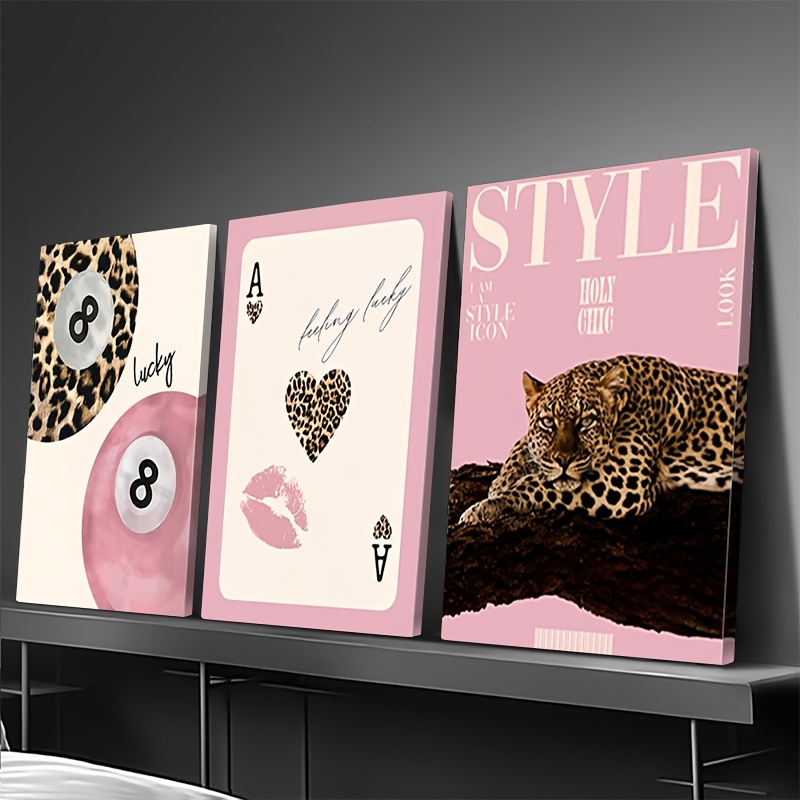 3pcs Leopard Cheetah Canvas Wa - Luxury Lifestyle Items recension och pris