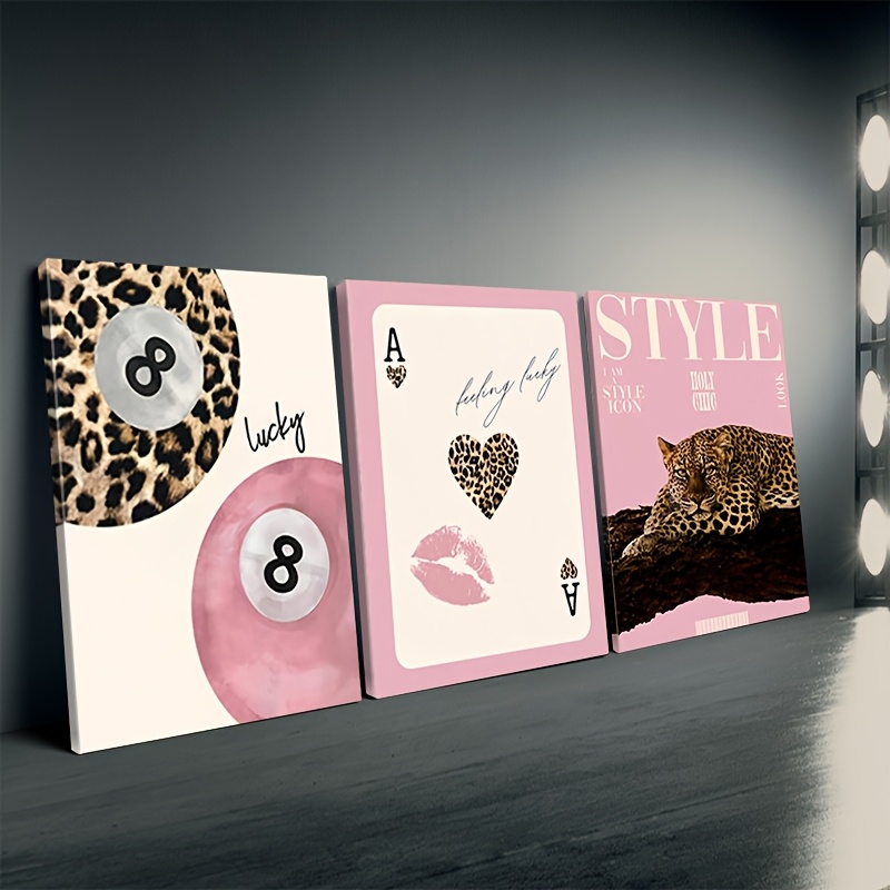 3pcs Leopard Cheetah Canvas Wa - Luxury Lifestyle Items recension och pris