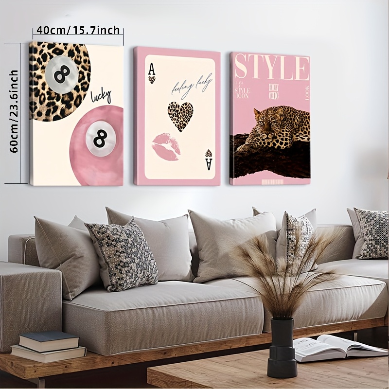 3pcs Leopard Cheetah Canvas Wa - Luxury Lifestyle Items recension och pris