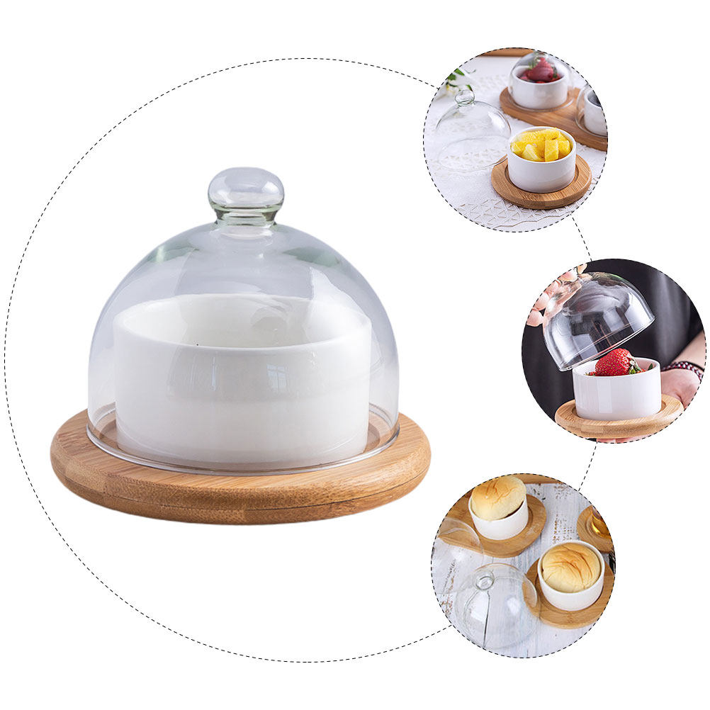 Salad Bowl Set Ceramic with Te - Wooden Serving Tray recension och pris