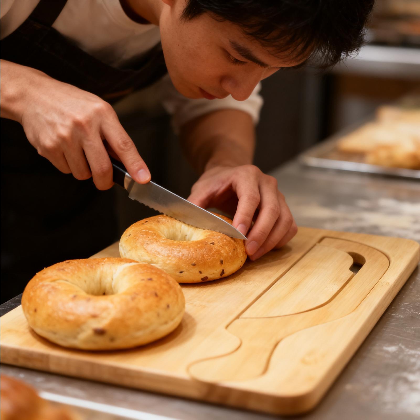 Bread Cutter for Sourdough Bow - Wooden Serving Tray recension och pris