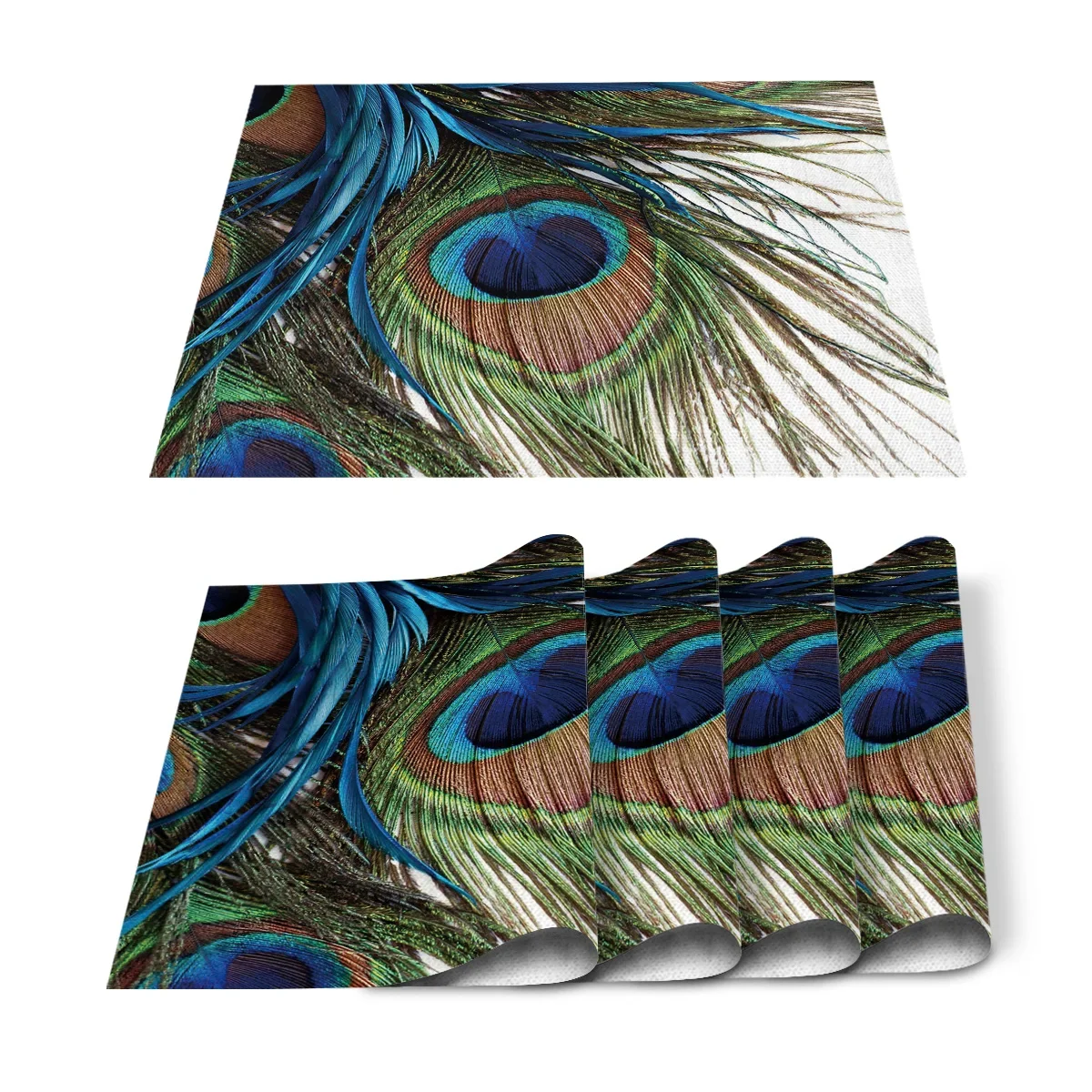 4pcs Set Table Mats Peacock Fe - Linen Napkin Set recension och pris